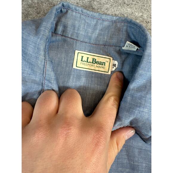Vintage 80s LL Bean Work Shirt Womens Size 16 Blue Button Up Long Sleeve Utility - Picture 4 of 6